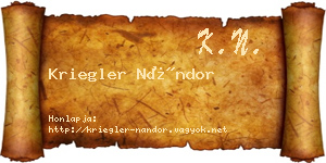 Kriegler Nándor névjegykártya